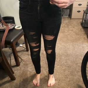 Distressed AE Black Jeggings